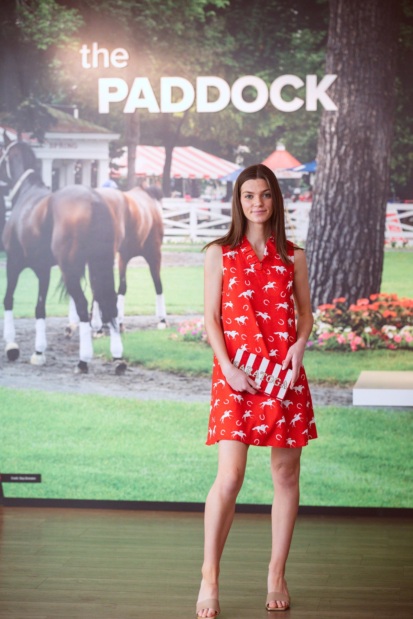 Red  Ruffle Horse Print Dress