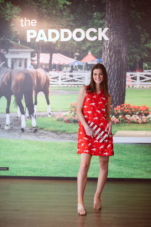 Red  Ruffle Horse Print Dress