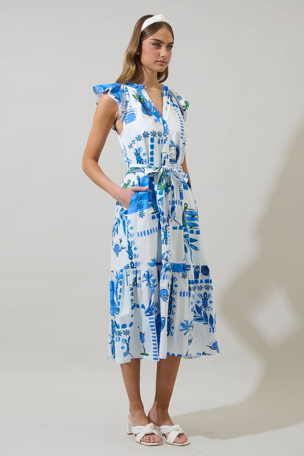 Sosy Postcard Charlotte Button Midi Dress
