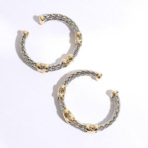 Braided Two Row Two Toned Bangle Bracelet