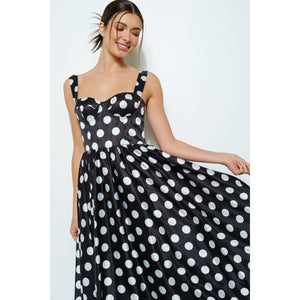 Polka Dot Bustier Midi Dress