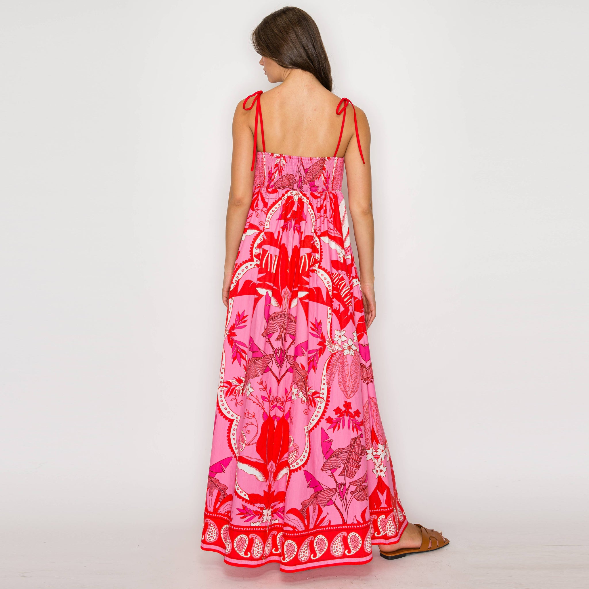 Red & Pink Wild Jungle Print Maxi Dress