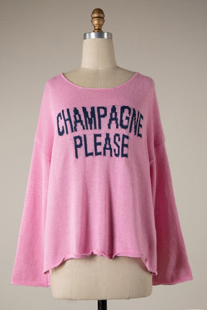 Champagne Please Sweater - Cherry PInk
