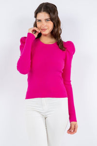 Hot Pink Puff Sleeve