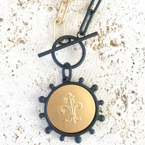 Mixed Metal Equestrian Coin Necklace