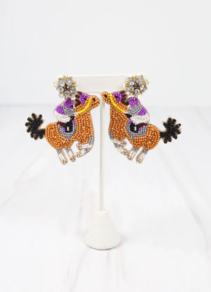 Caroline Hill - Kentucky Derby Jockey and Horse Earring PURPLE