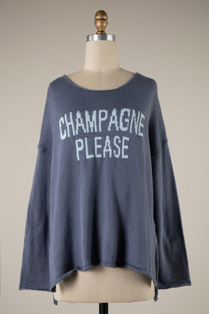 Champagne Please Sweater - Steel
