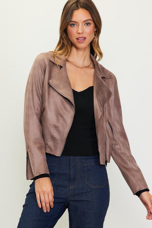 Faux Suede Biker Jacket Miss Scarlett Boutique