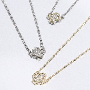 Clover CZ Pave Pendant Chain Necklace