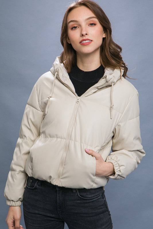 Hooded Puffer Jacket - Ivory