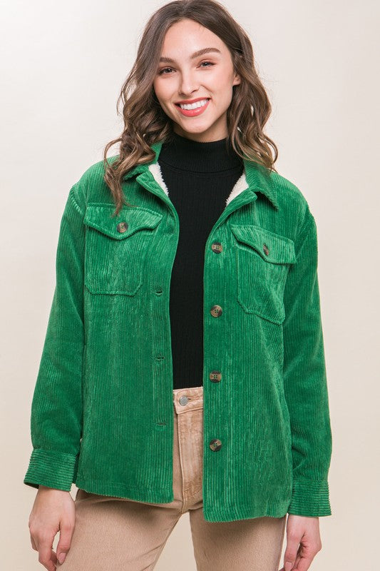 Green Cord Shacket