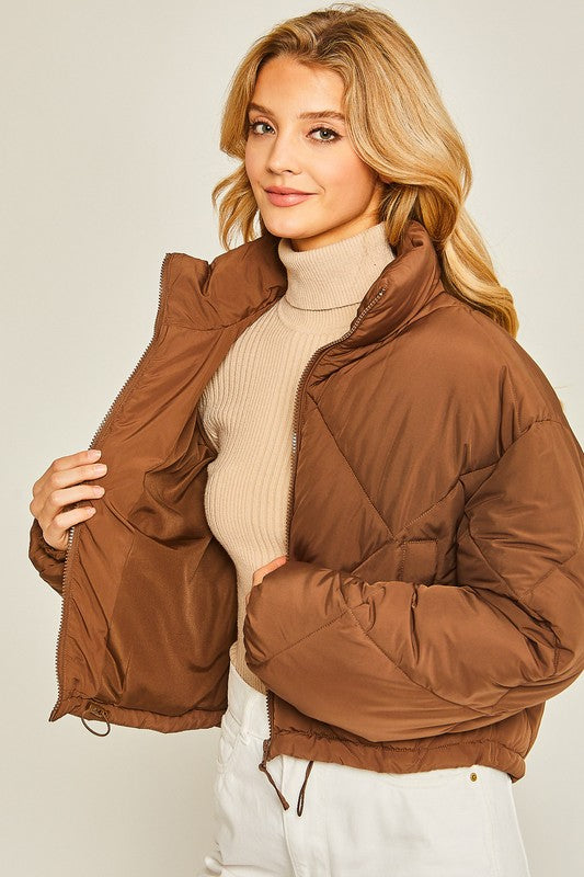 Hooded Puffer Jacket - Carmel
