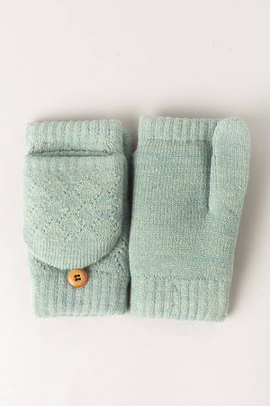 Solid Knit Convertible Fingerless Mittens Gloves