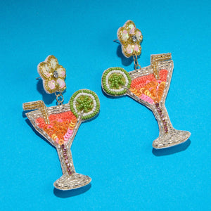 Beaded Martini Cocktail Earrings