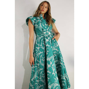 Embossed Print Midi Dress