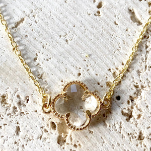 Crystal Clover Quatrefoil Necklace 