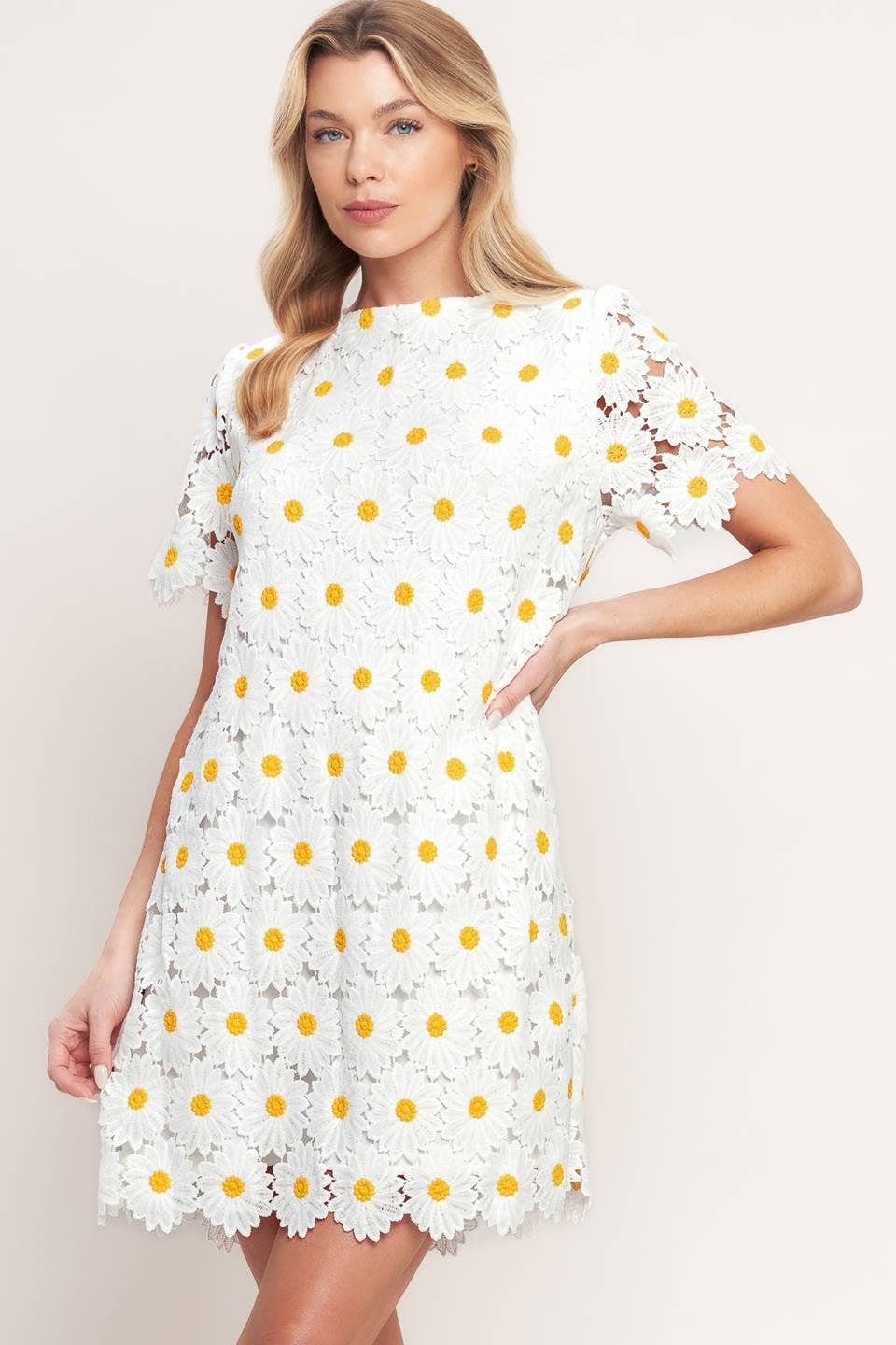 DAISIES AND DAYDREAMS WOVEN LACE MINI DRESS L FLYING TOMATO White / L