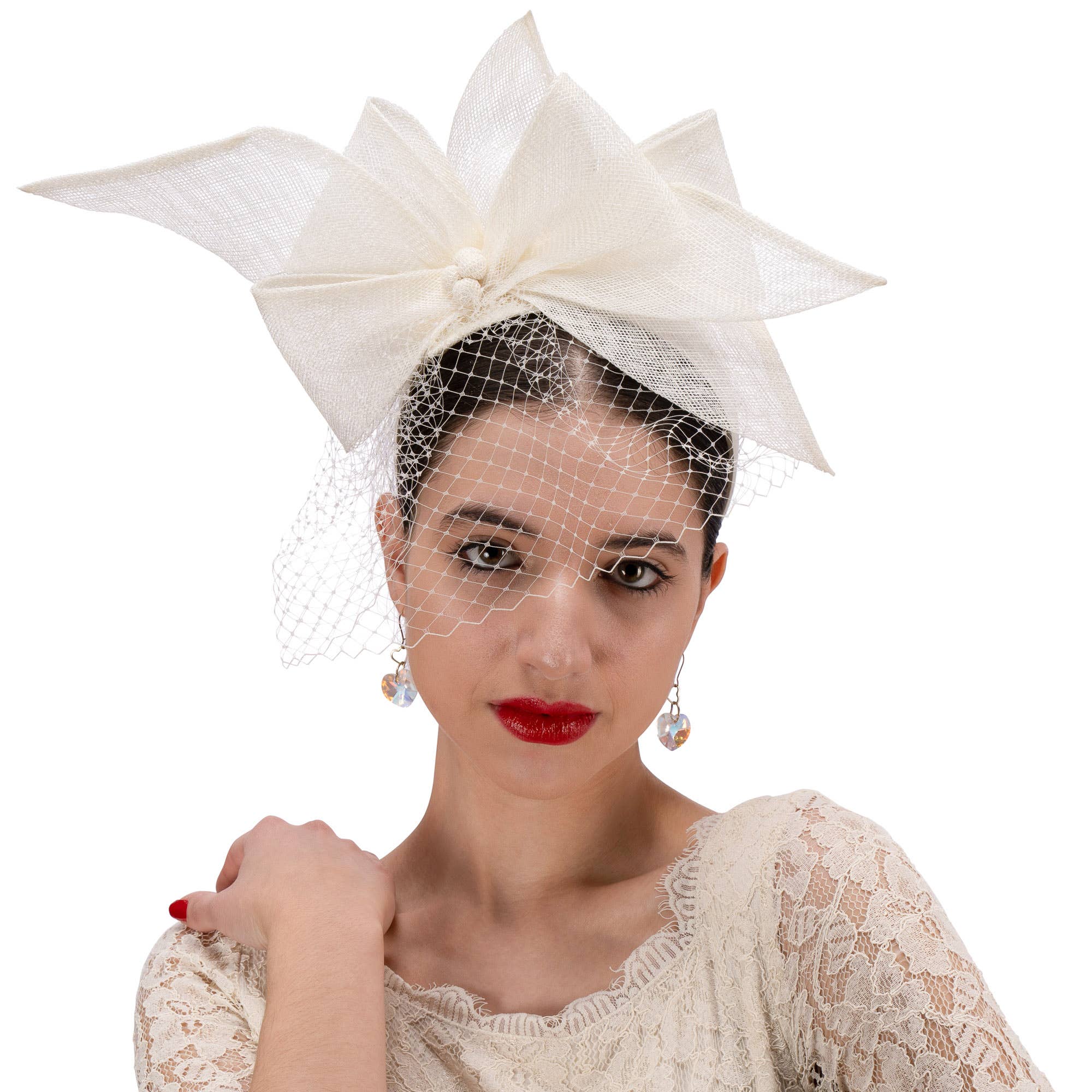 Large Sinamay Bow And French Veil Fascinator