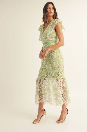Crochet Lace Sleeveless Midi Dress