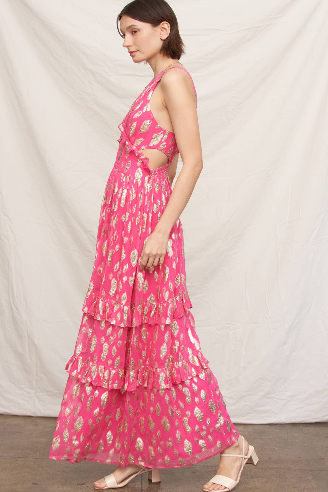 metallic polka dot maxi dress Chloe