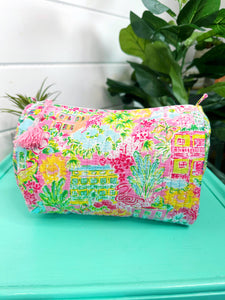Southern Town Quilted Makeup Bag