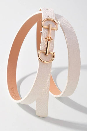 Horsebit Buckle Skinny Belt