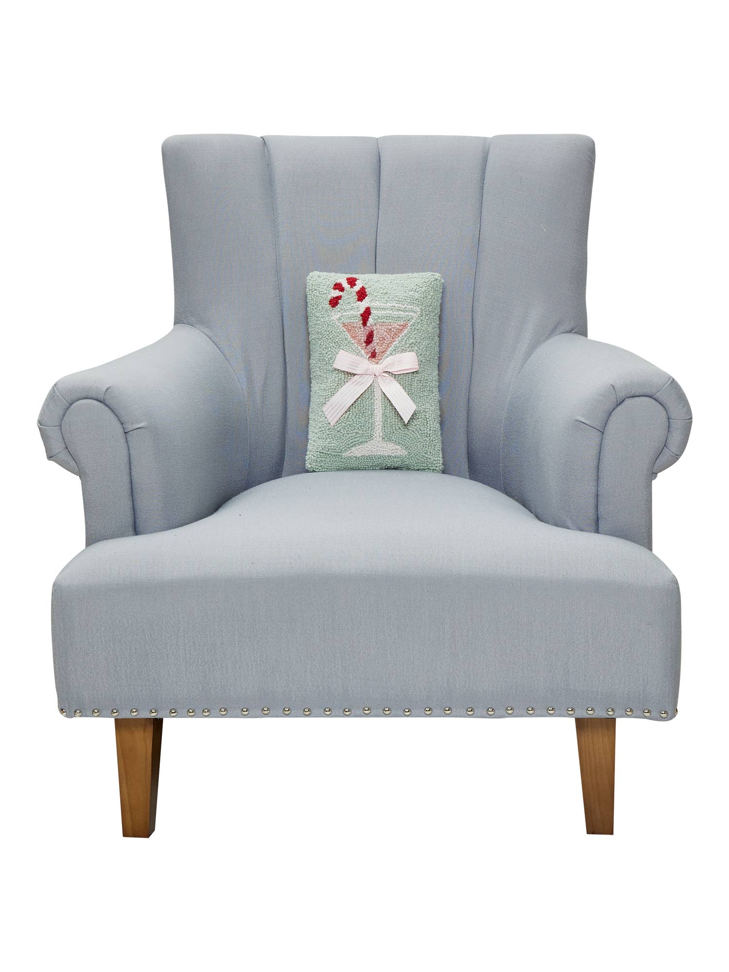 Gingham Bow Martini Glass Hook Pillow