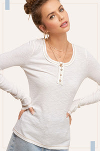 Ivory Ribbed Henley
