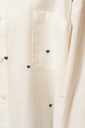 Heart Embroidered Button Down