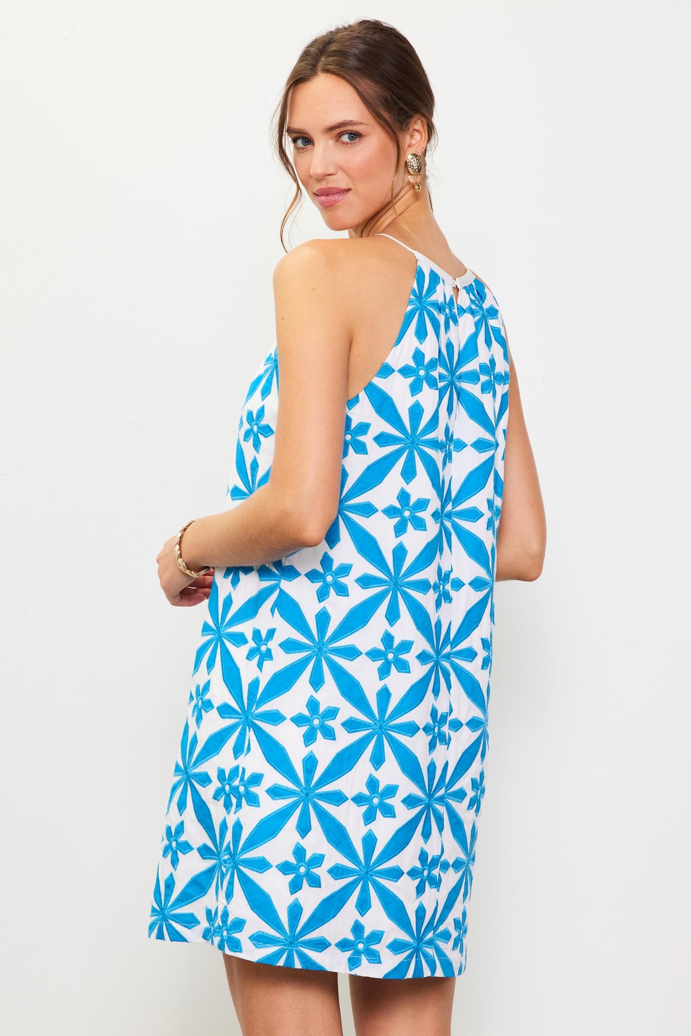 Malibu Embroidered Halter Dress