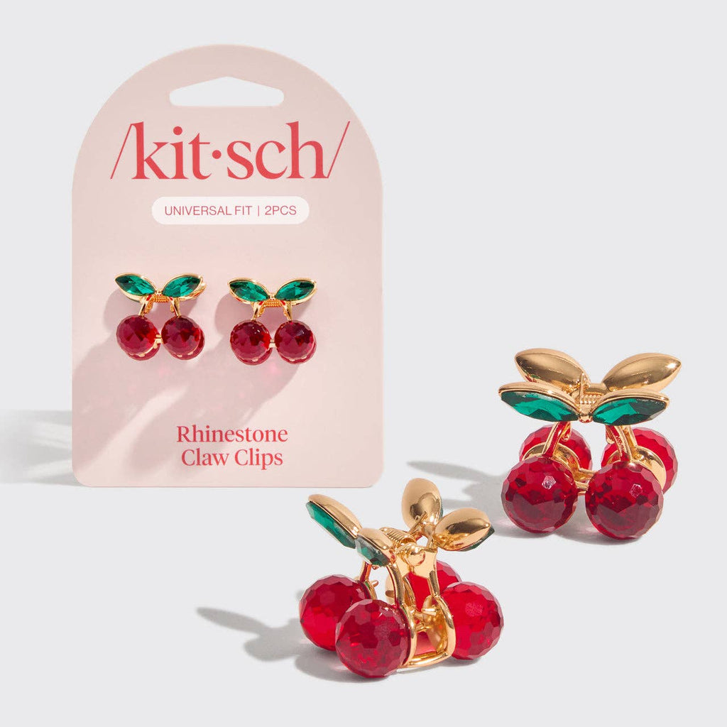 KITSCH - Mini Rhinestone Claw Clips 2pc Set - Cherry