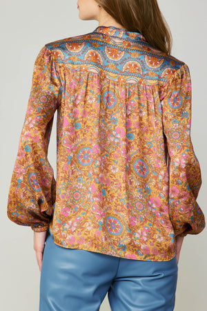 Printed V Neck Blouse