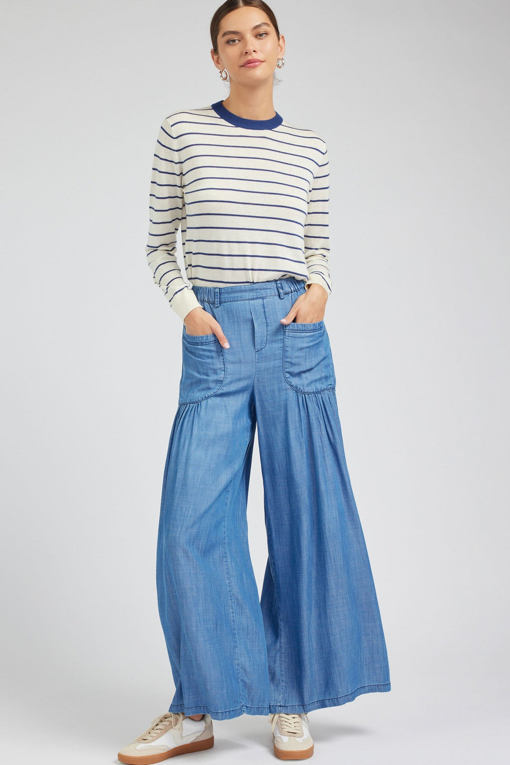 Chambray Wide Leg Pants