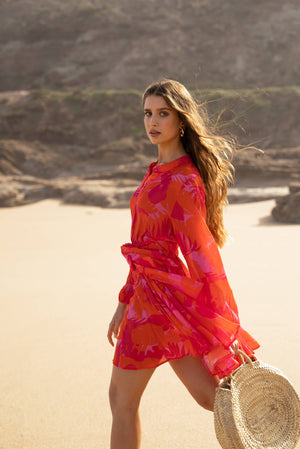 Fuchsia Coral Sonia Skater Dress