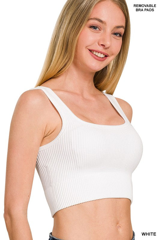 Ribbed Seamless Bra Top - white, Black, Grey