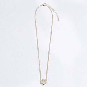 Clover CZ Pave Pendant Chain Necklace