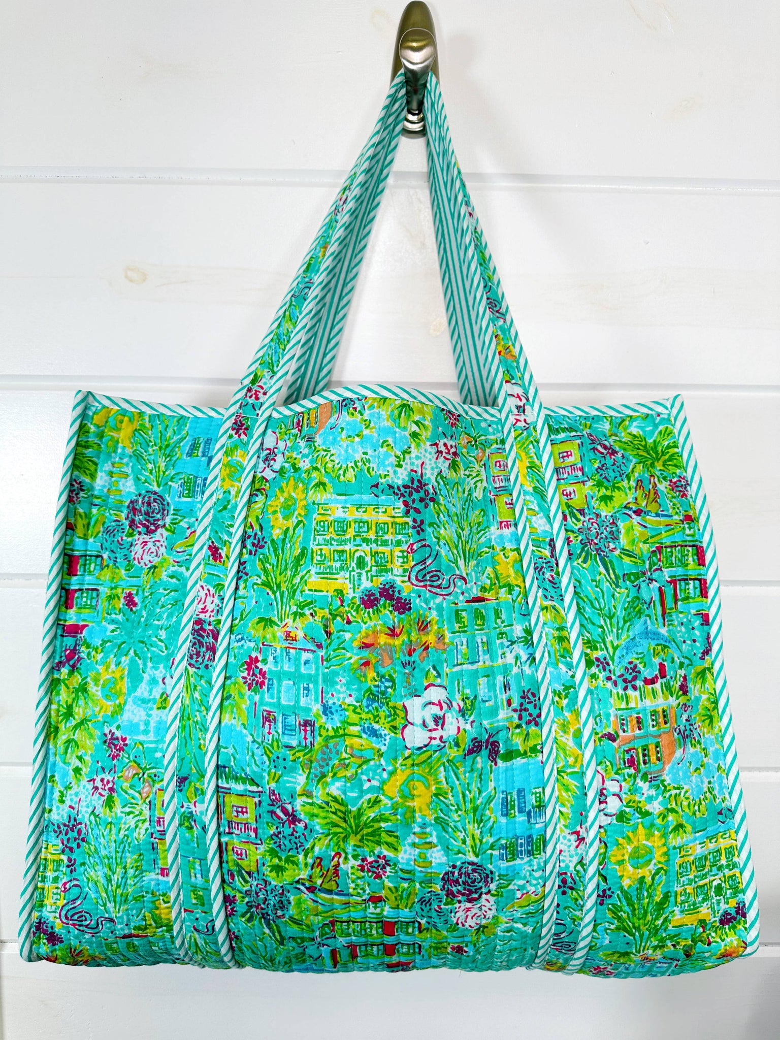 Quilted Tote Bag | Large Shopping Bag | Southern Town Tote