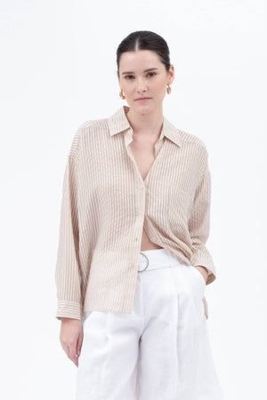Stripe Sheer Button Down