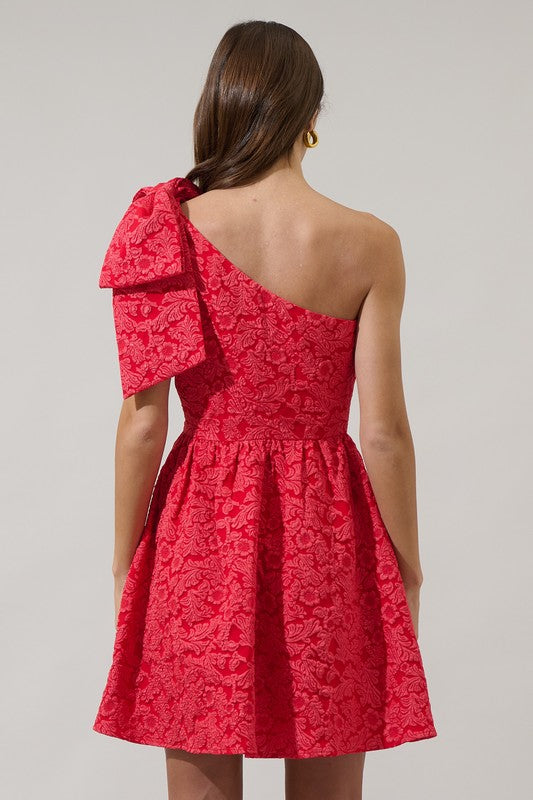 Damask One Shoulder Dress