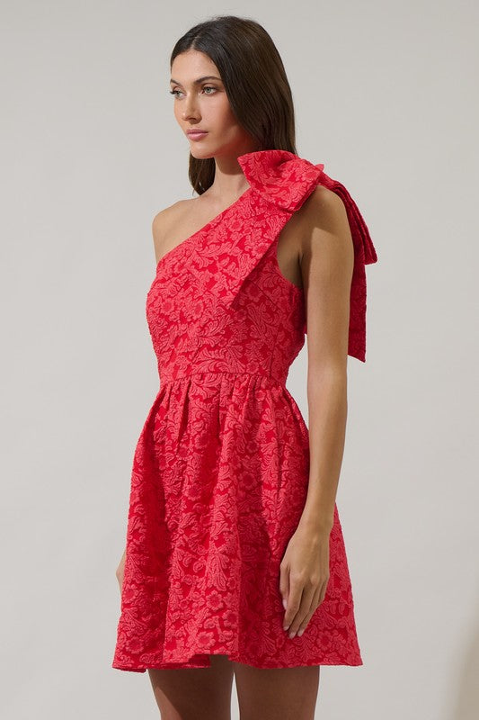 Damask One Shoulder Dress