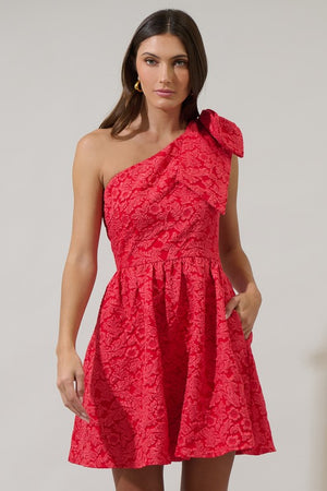 Damask One Shoulder Dress