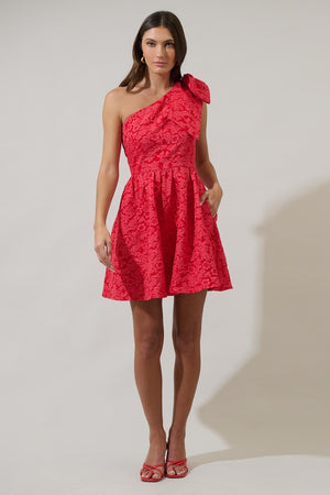 Damask One Shoulder Dress