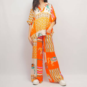 Wide Leg Pants - Orange, Navy, Black