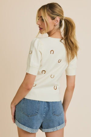 Horseshoe Embroidered Top