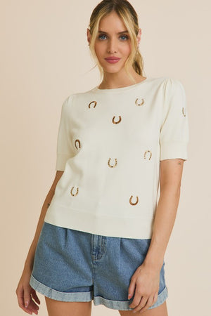 Horseshoe Embroidered Top