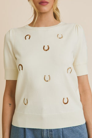 Horseshoe Embroidered Top