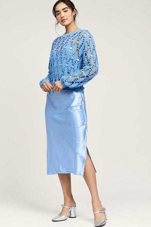 Pointelle Sweater Satin Dress Set