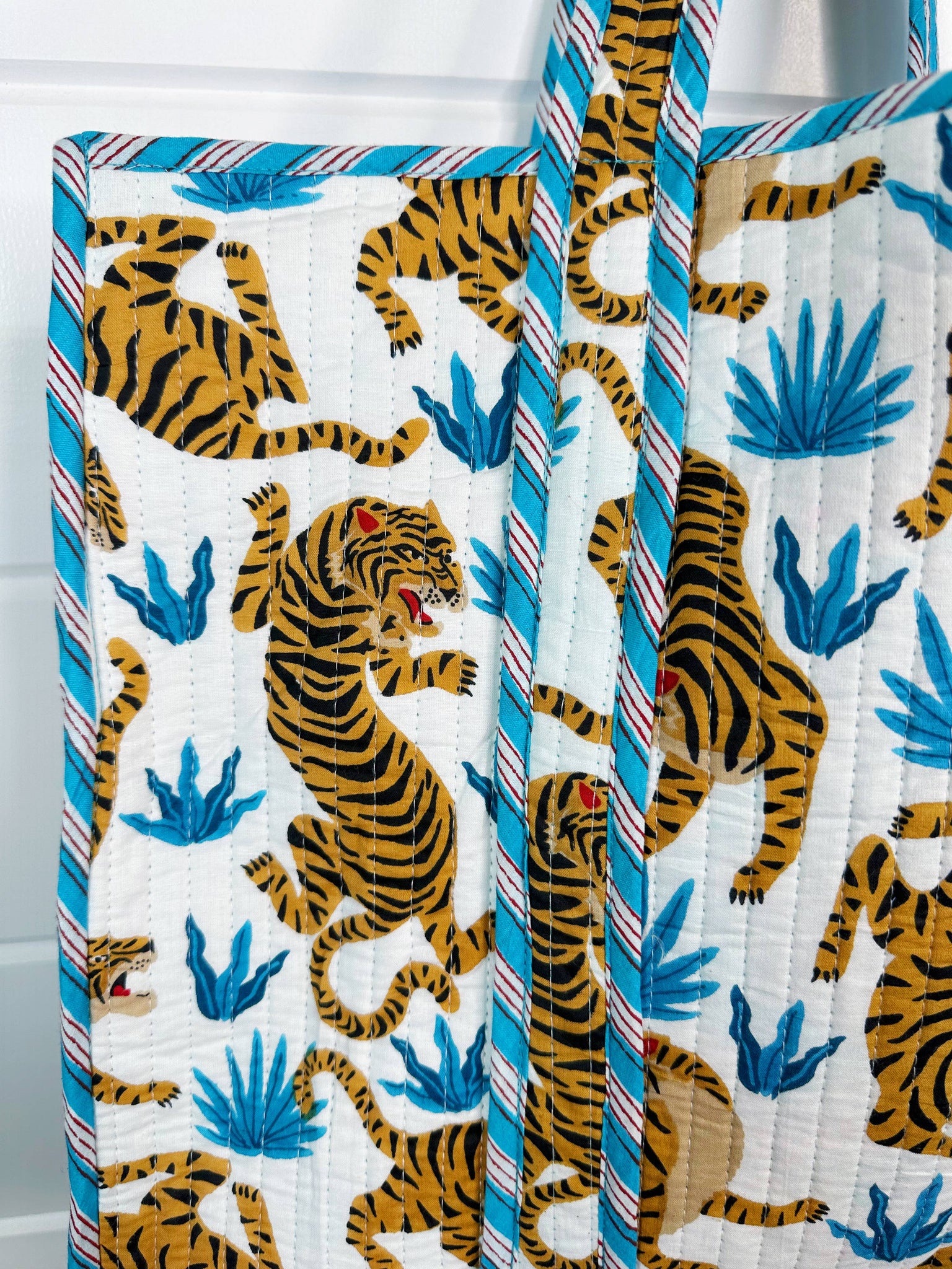 White Blue Tiger Tote Bag