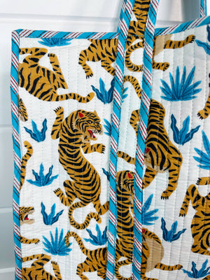 White Blue Tiger Tote Bag