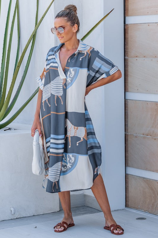 Oversized Equestrian Shirt Dress